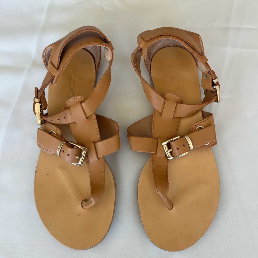 Aldo Tan Buckle Sandals Size 6